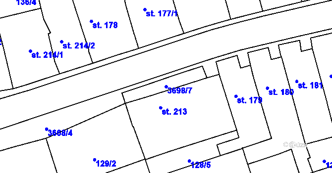 Parcela st. 3698/7 v KÚ Dolní Cerekev, Katastrální mapa
