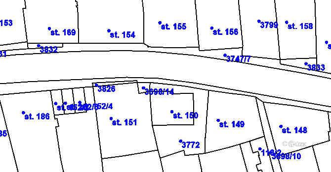 Parcela st. 3698/13 v KÚ Dolní Cerekev, Katastrální mapa