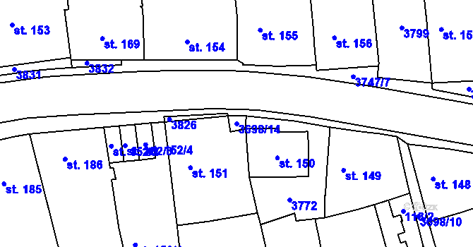 Parcela st. 3698/14 v KÚ Dolní Cerekev, Katastrální mapa