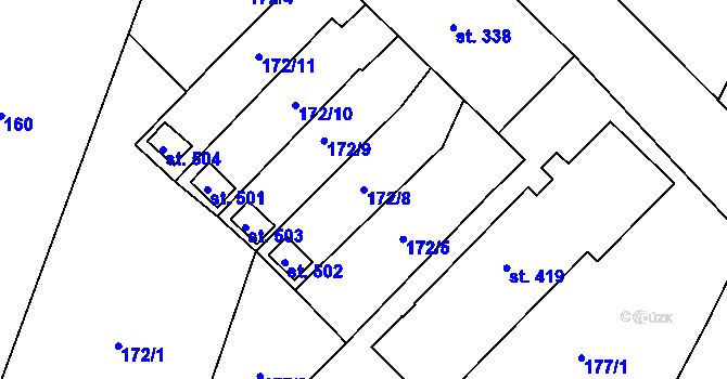 Parcela st. 172/8 v KÚ Dolní Cerekev, Katastrální mapa