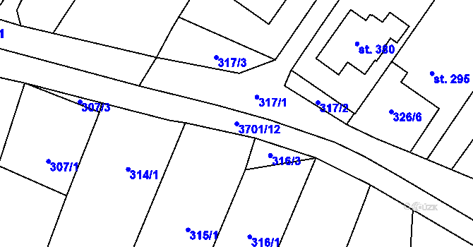 Parcela st. 3701/12 v KÚ Dolní Cerekev, Katastrální mapa