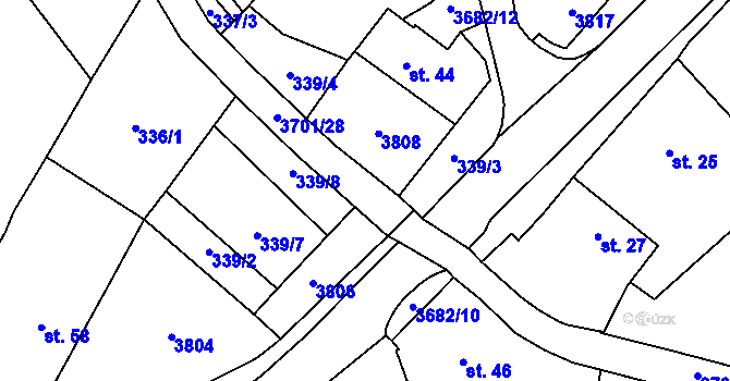 Parcela st. 3701/29 v KÚ Dolní Cerekev, Katastrální mapa