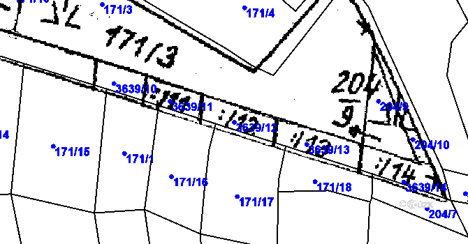 Parcela st. 3639/12 v KÚ Dolní Cerekev, Katastrální mapa