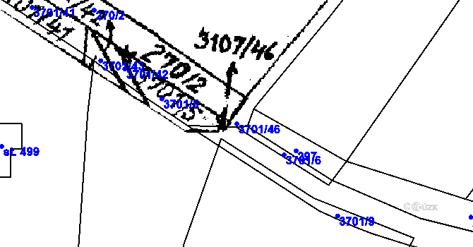 Parcela st. 3701/46 v KÚ Dolní Cerekev, Katastrální mapa