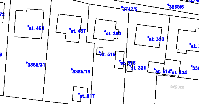Parcela st. 516 v KÚ Dolní Cerekev, Katastrální mapa