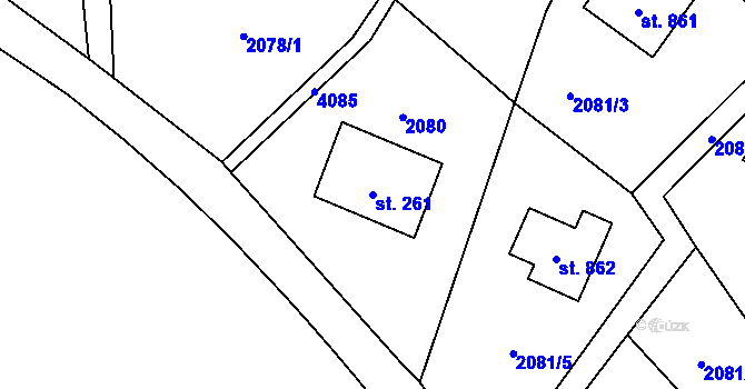 Parcela st. 261 v KÚ Dolní Čermná, Katastrální mapa