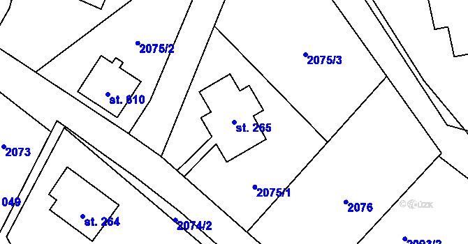 Parcela st. 265 v KÚ Dolní Čermná, Katastrální mapa