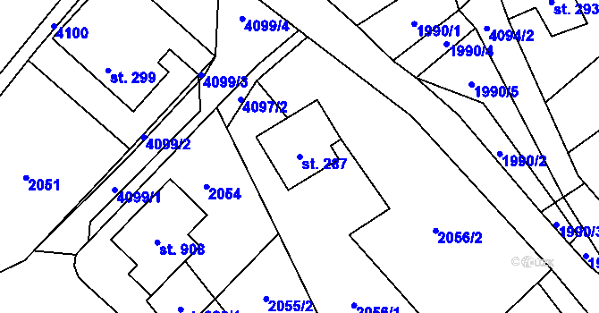 Parcela st. 287 v KÚ Dolní Čermná, Katastrální mapa