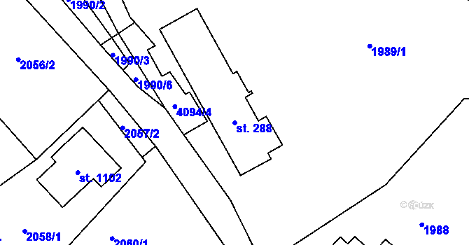 Parcela st. 288 v KÚ Dolní Čermná, Katastrální mapa