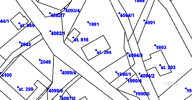Parcela st. 294 v KÚ Dolní Čermná, Katastrální mapa