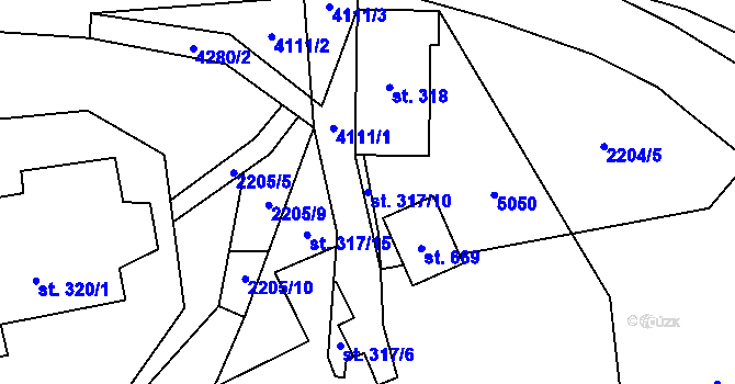 Parcela st. 317/10 v KÚ Dolní Čermná, Katastrální mapa