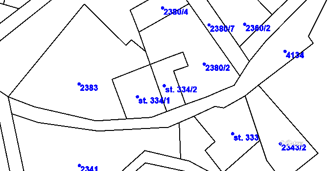 Parcela st. 334/2 v KÚ Dolní Čermná, Katastrální mapa