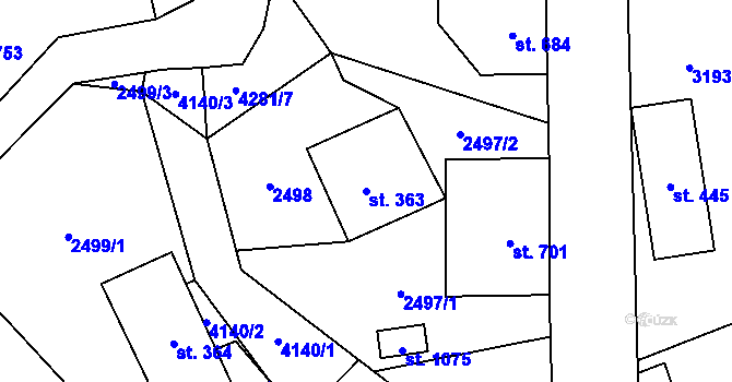 Parcela st. 363 v KÚ Dolní Čermná, Katastrální mapa