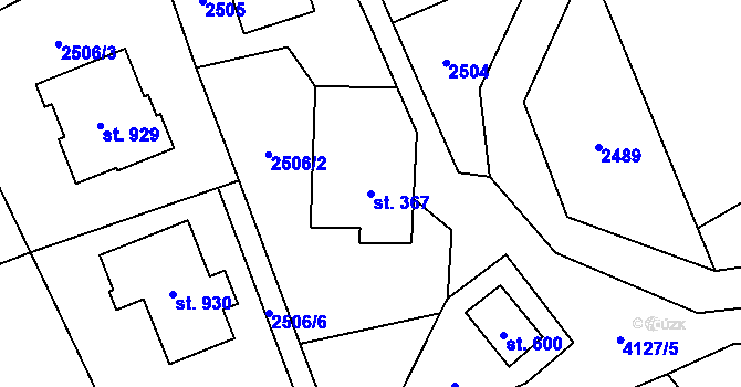Parcela st. 367 v KÚ Dolní Čermná, Katastrální mapa
