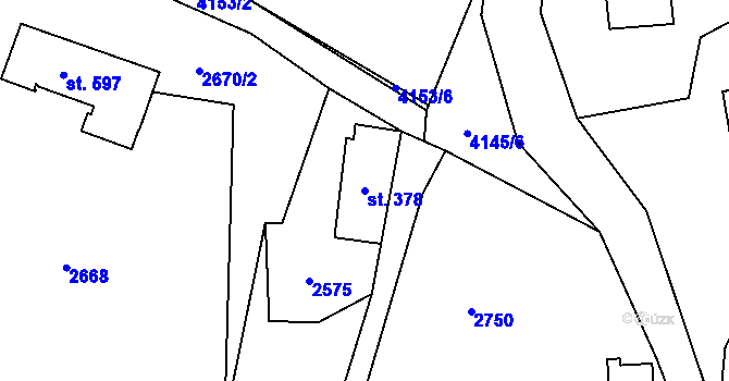 Parcela st. 378 v KÚ Dolní Čermná, Katastrální mapa