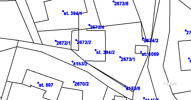 Parcela st. 394/2 v KÚ Dolní Čermná, Katastrální mapa