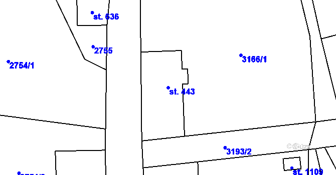 Parcela st. 443 v KÚ Dolní Čermná, Katastrální mapa