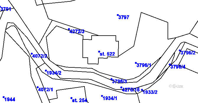 Parcela st. 522 v KÚ Dolní Čermná, Katastrální mapa
