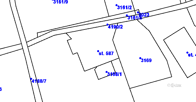 Parcela st. 587 v KÚ Dolní Čermná, Katastrální mapa