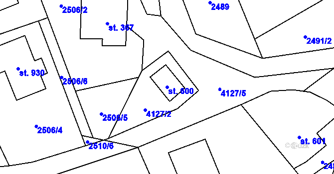 Parcela st. 600 v KÚ Dolní Čermná, Katastrální mapa