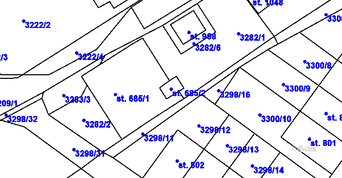 Parcela st. 685/2 v KÚ Dolní Čermná, Katastrální mapa
