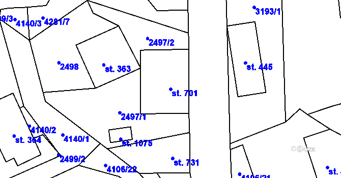 Parcela st. 701 v KÚ Dolní Čermná, Katastrální mapa