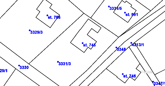 Parcela st. 745 v KÚ Dolní Čermná, Katastrální mapa