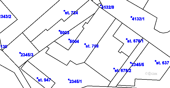 Parcela st. 758 v KÚ Dolní Čermná, Katastrální mapa