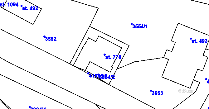 Parcela st. 778 v KÚ Dolní Čermná, Katastrální mapa