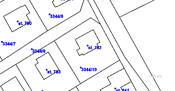 Parcela st. 782 v KÚ Dolní Čermná, Katastrální mapa