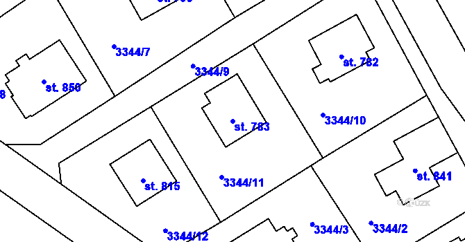 Parcela st. 783 v KÚ Dolní Čermná, Katastrální mapa