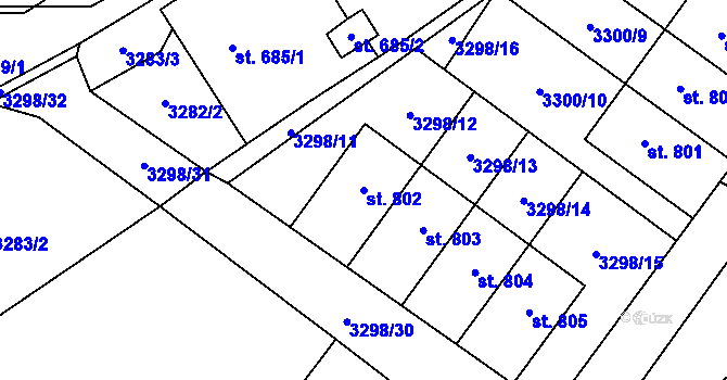 Parcela st. 802 v KÚ Dolní Čermná, Katastrální mapa
