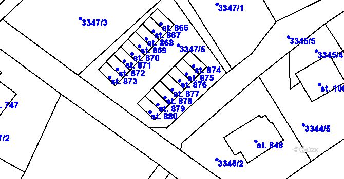 Parcela st. 877 v KÚ Dolní Čermná, Katastrální mapa