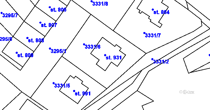 Parcela st. 931 v KÚ Dolní Čermná, Katastrální mapa