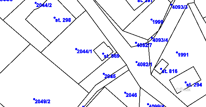 Parcela st. 969 v KÚ Dolní Čermná, Katastrální mapa