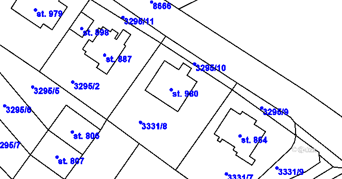 Parcela st. 980 v KÚ Dolní Čermná, Katastrální mapa