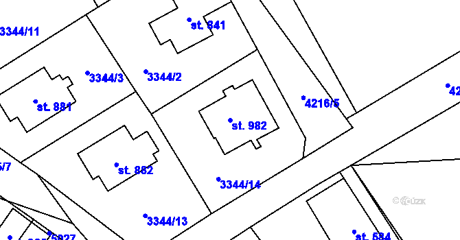 Parcela st. 982 v KÚ Dolní Čermná, Katastrální mapa
