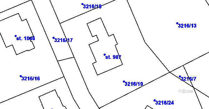 Parcela st. 987 v KÚ Dolní Čermná, Katastrální mapa