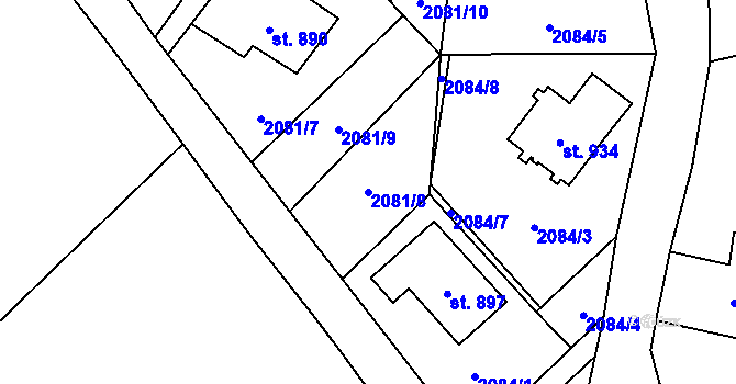 Parcela st. 2081/8 v KÚ Dolní Čermná, Katastrální mapa