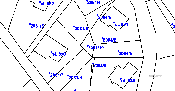 Parcela st. 2081/10 v KÚ Dolní Čermná, Katastrální mapa