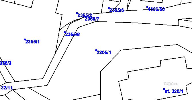 Parcela st. 2205/1 v KÚ Dolní Čermná, Katastrální mapa