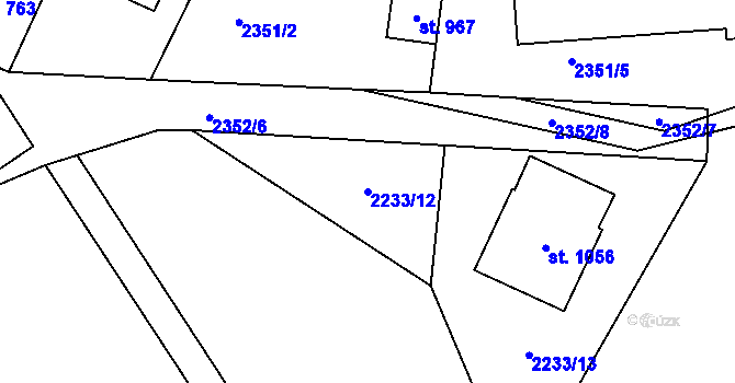 Parcela st. 2233/12 v KÚ Dolní Čermná, Katastrální mapa