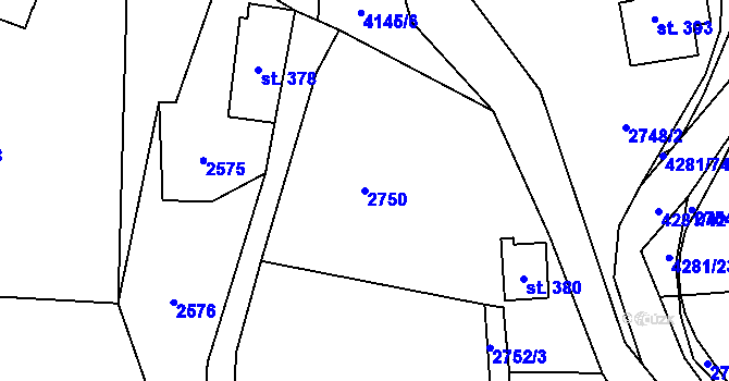 Parcela st. 2750 v KÚ Dolní Čermná, Katastrální mapa