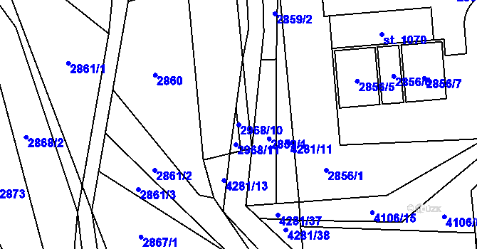 Parcela st. 2968/10 v KÚ Dolní Čermná, Katastrální mapa