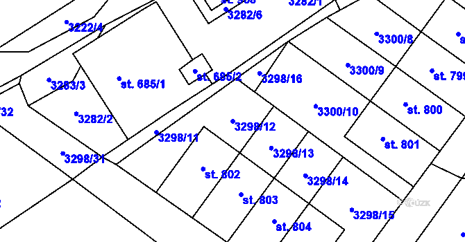 Parcela st. 3298/12 v KÚ Dolní Čermná, Katastrální mapa