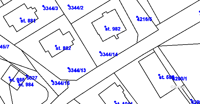 Parcela st. 3344/14 v KÚ Dolní Čermná, Katastrální mapa