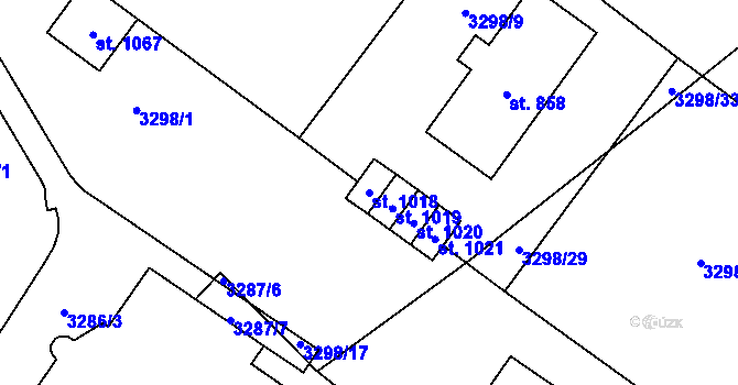 Parcela st. 1018 v KÚ Dolní Čermná, Katastrální mapa