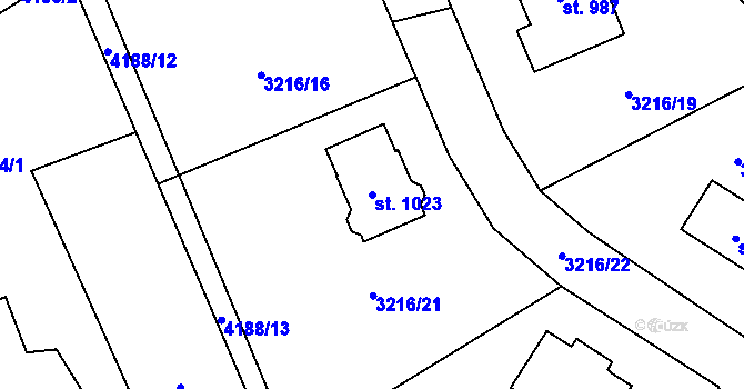 Parcela st. 1023 v KÚ Dolní Čermná, Katastrální mapa