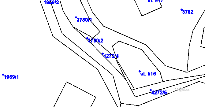 Parcela st. 4272/4 v KÚ Dolní Čermná, Katastrální mapa