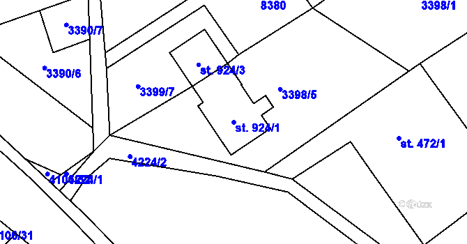 Parcela st. 924/1 v KÚ Dolní Čermná, Katastrální mapa